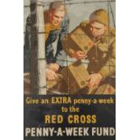 VINTAGE' GIVE AN EXTRA PENNY A WEEK TO THE RED CROSS PENNY WEEK A WEEK FUND' COLOURED POSTER