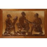 TSHIBANDA BONDO (b. 1947) Copper plaque depicting African figures