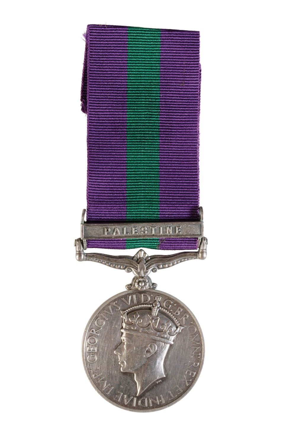GENERAL SERVICE MEDAL clasp Palestine 4538246 Pte. C. Burrows