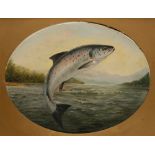 ENGLISH SCHOOL (19th/20th century) Study of a leaping salmon,