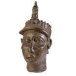 LARGE BRONZE 'IFE' DECORATIVE TRIBAL HEAD