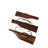 THREE LEATHER 'LEG OF MUTTON' GUN CASES