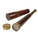 THREE DRAWER BRASS AND LEATHER TELESCOPE
