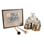 SILVER PLATED HORSE HOOF POCKET WATCH STAND AND POCKET WATCH