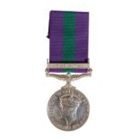 GENERAL SERVICE MEDAL clasp Malaya (GVIR) to 22165832 Pte. S. Whitehead
