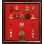KING'S ROYAL HUSSAR'S INTEREST: A framed collection of Insignia dating from 1922 until 1992
