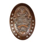 ROYAL NATIONAL LIFE BOAT INSTITUTION OAK AND COPPER SHIELD