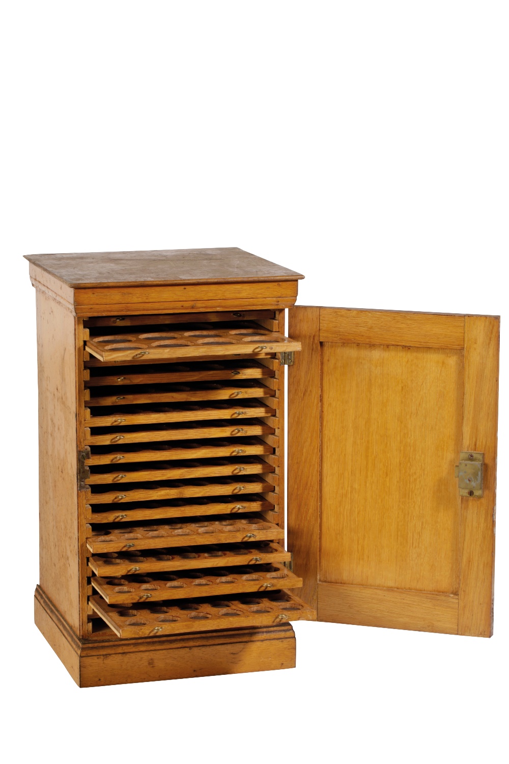 LATE 19TH CENTURY OAK COIN COLLECTORS CABINET