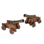 PAIR BRONZE STARTING CANNONS