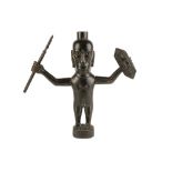 INDONESIAN WOODEN BLACK PAINTED MALE FIGURE