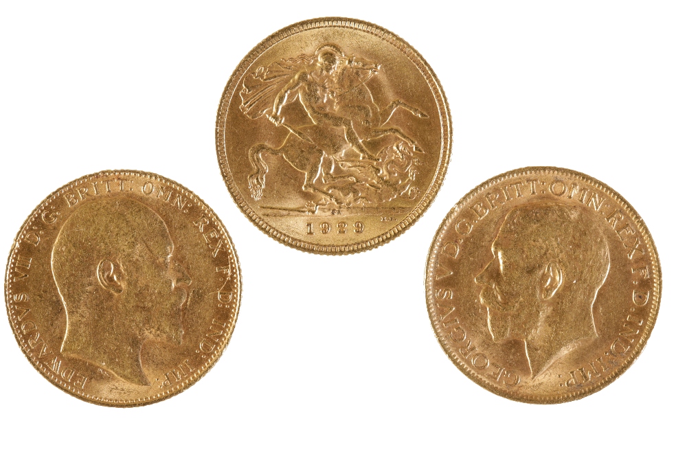 SOVEREIGNS: Edward VII 1909, George V 1912, George V 1929 (3)