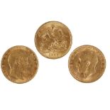 SOVEREIGNS: Edward VII 1909, George V 1912, George V 1929 (3)