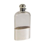 EDWARDIAN SILVER PLATED AND GLASS HIP FLASK