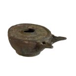 ROMAN BRONZE DOUBLE WICK OIL LAMP