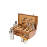 EDWARDIAN LEATHER CASED COCKTAIL SET