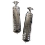 PAIR OF VINTAGE CHROME PLATED FIRE EXTINGUISHERS