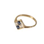 ART DECO STYLE SAPPHIRE AND DIAMOND RING