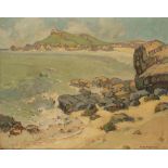 •HURST BALMFORD (1871-1950) A beach scene with a headland to the distance