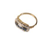 ART DECO STYLE SAPPHIRE AND DIAMOND RING