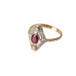 ART DECO STYLE RUBY AND DIAMOND RING