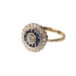 ART DECO STYLE SAPPHIRE AND DIAMOND RING