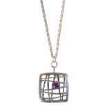 •ELIS KAUPPI: A MODERNIST SILVER AND AMETHYST PENDANT