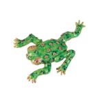 18K YELLOW GOLD AND ENAMELED FROG BROOCH