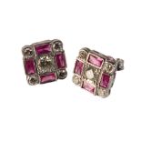 ART DECO STYLE RUBY AND DIAMOND EARRINGS