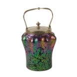 WILHELM KRALIK SOHNE: AN ART NOUVEAU GLASS BISCUIT BARREL