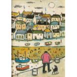 •JOAN GILCHREST (1918-2008) 'St. Ives, Walking the dog'