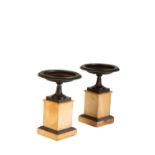 PAIR OF NEO CLASSICAL STYLE BRONZE AND SIENNA MARBLE TAZZAS