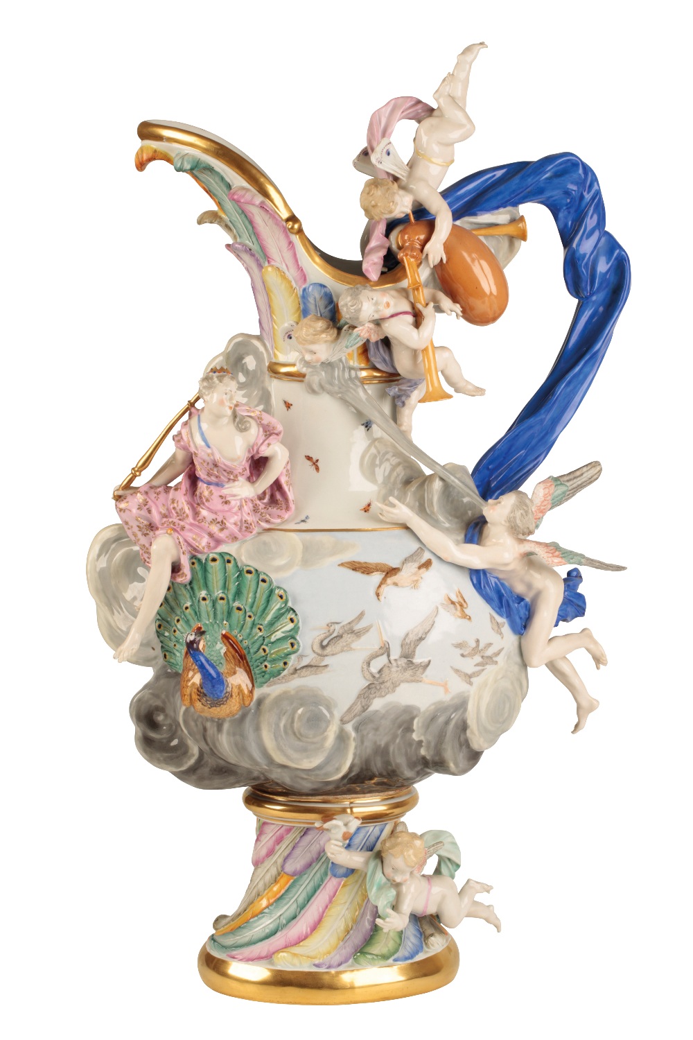 IMPRESSIVE MEISSEN 'ELEMENTS' PORCELAIN EWER, LATE 19TH CENTURY