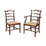 SET OF EIGHT GEORGE III MAHOGANY STYLE DINING CHAIRS