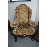 GEORGE II STYLE WALNUT WING ARMCHAIR