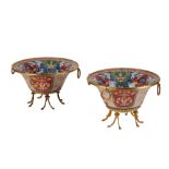 PAIR OF JAPANESE IMARI GILT METAL MOUNTED BOWLS