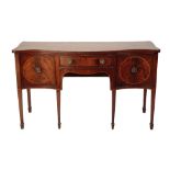 GEORGE III STYLE MAHOGANY SATINWOOD INLAID SIDEBOARD