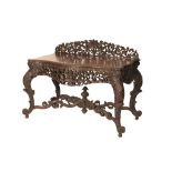 BURMESE CARVED HARDWOOD SIDE TABLE