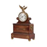 REGENCY ROSEWOOD AND BRASS INLAID MANTLE CLOCK