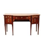 GEORGE III SHERATON STYLE MAHOGANY BOW FRONT SIDEBOARD