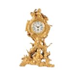 FRENCH LOUIS XV STYLE GILT BRONZE MANTLE CLOCK, 19TH CENTURY