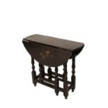 RARE QUEEN ANNE BLACK JAPANNED GATELEG TABLE