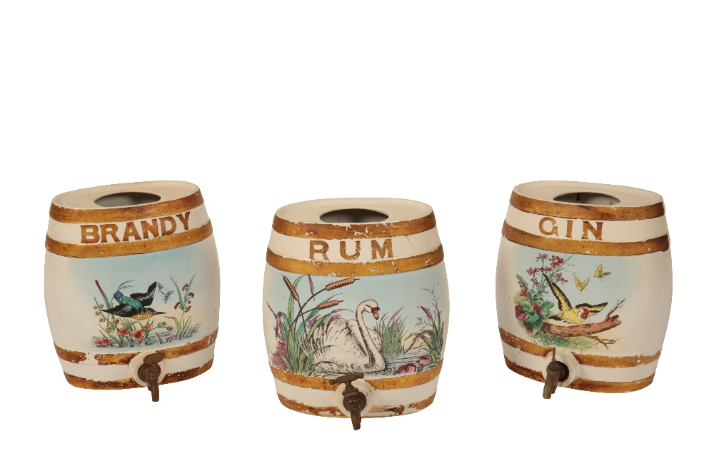 SET OF THREE CERAMIC SPIRIT BARRELS