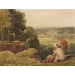 ENGLISH SCHOOL, 18th/19th century A woman seated on a precipice admiring the view