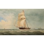 CHARLES TAYLOR JNR (fl. 1841-1883) A schooner in full sail