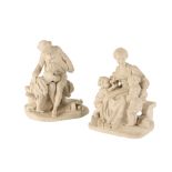 TWO BISCUIT PORCELAIN FIGURE GROUPS