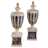 PAIR OF CONTINENTAL MARBLE AND 'BLUE JOHN' CASOLETTES