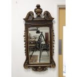 GEORGE II STYLE MAHOGANY AND GILTWOOD WALL MIRROR