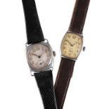 GENTLEMAN'S SILVER CUSHION CASE WRISTWATCH