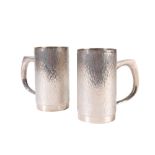 PAIR OF MODERNIST SILVER MUGS, by Sidney Beddall, Sheffield, 1975