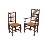 SET OF TWELVE FRUITWOOD AND ELM SPINDLE BACK CHAIRS
